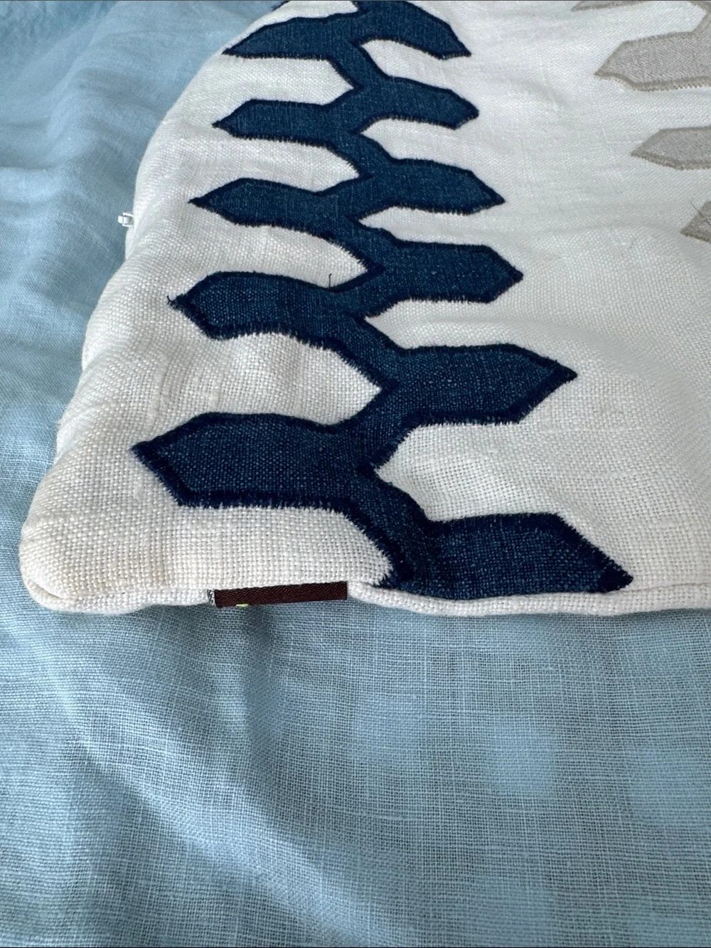 Navy & stone oversized lumbar pillow cover V Rugs&Home
